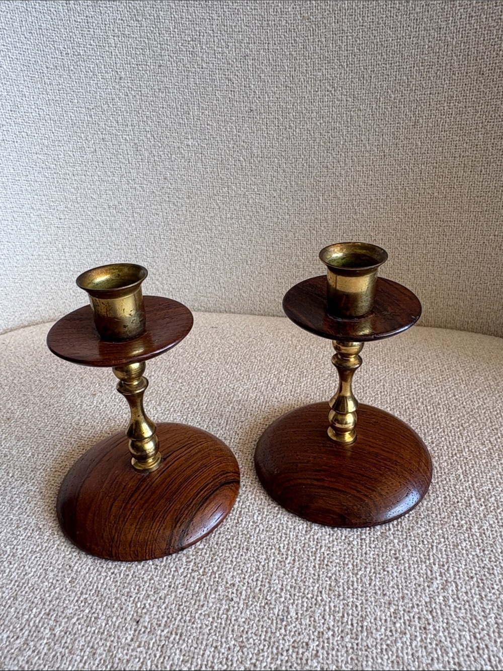 Rare MCM Danish Teak & Solid Brass Candlesticks | Authentic 1960’s pair